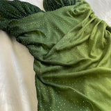 Green shiny elegant strap gradient long chiffon ball gown prom dress evening dress party dress HZ1023