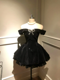 Black New Shiny Fashion Short Tulle Homecoming Dresses Birthday Party Dresses Cocktail Party Dresses Evening Dresses Prom Dresses Evening Dresses HZ1023