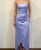 Purple Fashion Exquisite Floral Beading Elegant Spaghetti Strap Long Satin Ball Gown Evening Dress Party Dress Prom Dress HZ1023