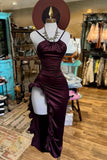 Purple Fashion Chic Suspender Long Elegant Sexy Bodycon Prom Dress Evening Gown Fashion Party Dress HZ1023