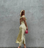 Yellow/blue fashionable simple mermaid strapless long satin Ball gown, prom dress, evening dress, party dress HZ1023