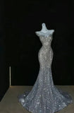 Silver gorgeous shiny fashion long sequin mermaid floor length fishtail dress prom dress, evening dress, party dress HZ1023