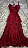 Red vintage fashion elegant exquisite beaded long chiffon floor-length prom dress evening dress party dress HZ1023