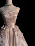 Pink Gorgeous Exquisite A-line Off-shoulder Beaded Long Tulle Ball Gown Wedding Dress Evening Gown HZ1023