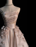 Pink Gorgeous Exquisite A-line Off-shoulder Beaded Long Tulle Ball Gown Wedding Dress Evening Gown HZ1023