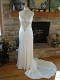Pure white gorgeous exquisite elegant spaghetti straps long satin floor-length trailing prom dress evening dress wedding dress HZ1023