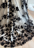Red gorgeous exquisite sweet floral applique long tulle ball gown evening gown wedding dress HZ1023