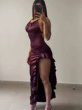 Purple Fashion Chic Suspender Long Elegant Sexy Bodycon Prom Dress Evening Gown Fashion Party Dress HZ1023