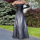 Silver Black Delicate Beaded Long Tulle Elegant Ball Gown Evening Dress Formal Birthday Party Dress Prom Dress HZ1023