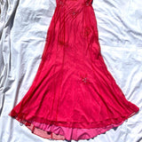 Vintage Fashion Playful and Sexy Bright Pink Deep V Delicate Floral Beaded Halter Long Satin Tulle Fairy Ball Gown Square Neck Prom Dress Evening Gown Birthday Party Dress HZ1023
