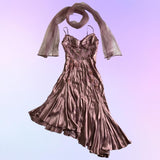 Pink Purple Retro Fashion Beautiful Dreamy Exquisite Floral Beaded Spaghetti Straps Short Mid-Length satin Prom Dress Evening Party Dress Prom Dress Homecoming Dress HZ1023