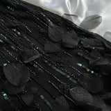 Black shiny elegant spaghetti strap sequined long ball gown prom dress evening dress party dress HZ1023