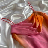 Gradient Pink Orange Retro Fashion Glitter Long Chiffon Ball Gown Evening Gown Party Dress Prom Gown HZ1023