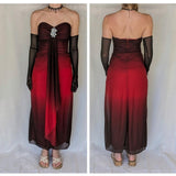 Black Red Fashion Gradient Retro Exquisite Rhinestone Elegant Shiny Long Chiffon Ball Dress Evening Dress Birthday Party Dress Prom Dress HZ1023