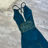 Beautiful Stunning Rare Teal Exquisite Beading Long Chiffon Ball Gown Evening Dress Prom Dress Birthday Party Dress HZ1023