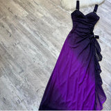 Purple Shiny Fashion Gradient Elegant Long Chiffon Ball Gown Evening Dress Birthday Party Dress Fairy Dress Homecoming Dress Wedding Guest Dress Prom Dress HZ1023