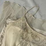 Cream White Vintage Elegant Exquisite Beaded Fairy Dress Ball Gown Evening Dress Date Holiday Party Dress Wedding Guest Dress HZ1023
