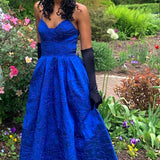 Prussian blue vintage fashion rose embroidery design long satin elegant ball gown evening dress party dress prom dress HZ1023