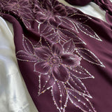 ??? Deep Plum Purple Beautiful Beautiful Vintage Gorgeous Fashion Elegant Delicate Floral Beaded Long beaded Chiffon Flowing Ball Gown Evening Gown Birthday Wedding Guest Party Dress Prom Gown Mother of the Bride Gown HZ1023