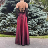 Burgundy Delicate Beaded Long Tulle Elegant Ball Gown Evening Dress Formal Birthday Party Dress Prom Dress HZ1023
