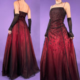 Burgundy Gorgeous Delicate Beads Elegant Sweet Spaghetti Straps Long Satin Tulle Ball Gown Evening Gown Birthday Party Gown Graduation Gown Prom Gown HZ1023