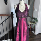 Fuchsia Vintage Fashion Stunning Elegant Exquisite Beaded Long Satin Tulle High Waist Formal Gothic Ball Gown Evening Dress Birthday Party Dress Prom Dress Graduation Dress HZ1023