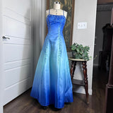 Blue Light Blue Fashion Gradient Vintage Elegant Exquisite Beaded Long Formal Prom Dress Evening Dress Party Dress HZ1023