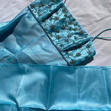 Light Blue Vintage Fashion Playful Deep V Exquisite Floral Beaded Halter Long Satin Tulle Fairy Ball Gown Square Neck Prom Dress Evening Dress Birthday Party Dress HZ1023
