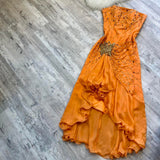Orange Gorgeous Fashion Exquisite Beading Long Satin Elegant Ball Gown Evening Dress Party Dress HZ1023