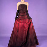 Burgundy Gorgeous Delicate Beads Elegant Sweet Spaghetti Straps Long Satin Tulle Ball Gown Evening Gown Birthday Party Gown Graduation Gown Prom Gown HZ1023