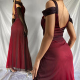 Burgundy Shiny Elegant Off Shoulder Ruffles Fashion Elegant Long Prom Dress Evening Gown Party Dress HZ1023