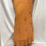 Orange gorgeous retro fashion elegant exquisite leaf beading spaghetti strap long chiffon ball gown evening dress birthday party dress prom dress HZ1023