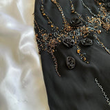 ???Black Shiny Beautiful Vintage Gorgeous Fashion Elegant Exquisite Black Rose Gold Beading Midi/Short Chiffon Homecoming Dress Prom Dress Evening Dress Birthday Party Dress Ball Gown HZ1023
