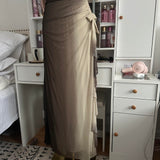 Brown and cream fashion gradient beautiful unique glitter maxi dress suspender vintage elegant long chiffon tulle ball gown evening dress party dress prom dress HZ1023