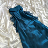 Navy blue stylish elegant spaghetti strap long chiffon prom dress evening dress party dress HZ1023