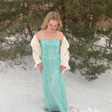 Green Gorgeous Sparkly Elegant Delicate Beaded Spaghetti Strap Long Tulle Chiffon Ball Gown Evening Gown Party Dress Prom Gown HZ1023