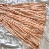 Blush pink light pink gorgeous exquisite vintage fashion floral long elegant chiffon ball gown evening dress birthday party dress prom dress Bridesmaids Dresses HZ1023