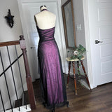 Purple Vintage Fashion Elegant Exquisite Floral Beading Long Black Tulle Ruffle Spaghetti Strap Ball Gown Evening Dress Party Dress Prom Dress HZ1023