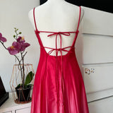 Red Pink Gradient Retro Shiny Fashion Stunning Elegant Delicate Floral Beaded Backless Lace Up Long Tulle Formal Prom Dress Evening Gown Birthday Party Gown Prom Gown Graduation Gown HZ1023