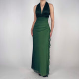 Green Gradient Sparkling Fairy Retro Long Chiffon Bodycon Slim Formal Prom Dress Evening Dress Birthday Party Dress Graduation Prom Dress HZ1023
