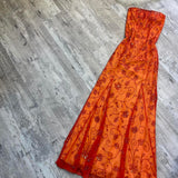 Beautiful Rare Vintage Orange Delicate Floral Sequin Beaded Backless Long Tulle Chiffon Ball Gown Evening Dress Prom Dress Birthday Party Dress HZ1023