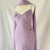 Purple Gorgeous Vintage Fashion Elegant Exquisite Floral Beading Spaghetti Strap Long Chiffon Ball Gown Evening Dress Birthday Party Dress Prom Dress HZ1023