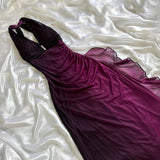 Charming dark purple shiny fashion gradient elegant strap long chiffon evening dress party dress prom dress HZ1023