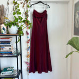 Burgundy vintage elegant a-line spaghetti strap sleeveless long formal floor-length ball gown prom dress evening gown party dress HZ1023