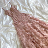 ??? Blush Pink Sakura Luxurious Gorgeous Fairytale Fantasy Retro Fashion Exquisite Beaded Sequin 3D Applique Long Elegant Flowing Chiffon Ball Gown Evening Gown Party Dress Prom Gown HZ1023