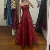 Burgundy Elegant Vintage Fashion Exquisite Beaded Long Tulle Ball Gown Evening Dress Party Dress Prom Dress HZ1023