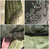 Forest Green Retro Fashion One Shoulder Absolutely Stunning Delicate Beaded Beaded Fairy Midi Green Sequin Silver White Floral Embroidered Long Chiffon Ball Gown Evening Gown Party Dress Prom Gown HZ1023