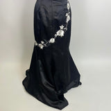 Black and white beautiful elegant fashion exquisite floral spaghetti straps long satin prom dress floor-length ball gown evening dress party dress HZ1023