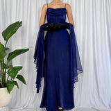 Moonlight blue fashion retro elegant exquisite beading long chiffon tulle ball gown evening dress party dress prom dress HZ1023