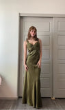Olive Green Vintage Fashion Elegant Beading Bodycon Long Prom Gown Evening Dress Party Dress HZ1023